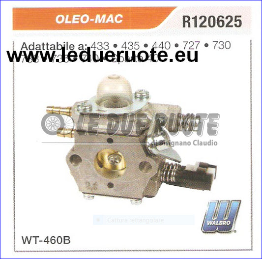 R120625 CARBURATORE A MEMBRANA WT 460B OLEO MAC 433 435 440 SPARTA 40 WALBRO