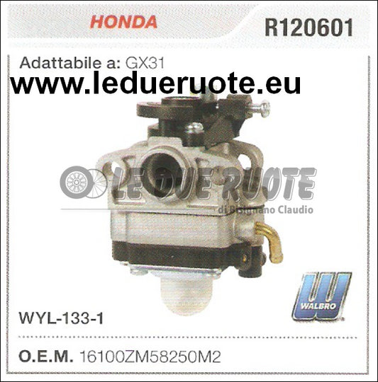 16100ZM58250M2 CARBURATORE A MEMBRANA WYL 133 1 HONDA GX31 WALBRO