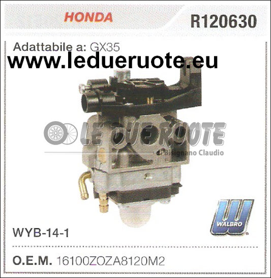 16100ZOZA8120M2 CARBURATORE A MEMBRANA WYB 14 1 HONDA GX35 WALBRO