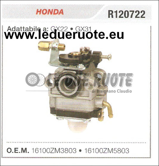 16100ZM3803 CARBURATORE A MEMBRANA HONDA GX22 GX31