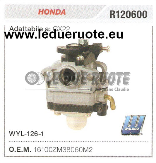 16100ZM38060M2 CARBURATORE A MEMBRANA WYL 126 1 HONDA GX22