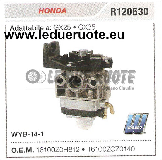 16100Z0H812 CARBURATORE A VASCHETTA HONDA GX25 GX35 WALBRO WYB 14 1