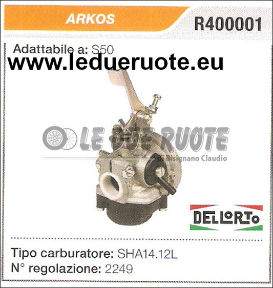 R400001 CARBURATORE A VASCHETTA SHA14.12L ARKOS S50 DELLORTO