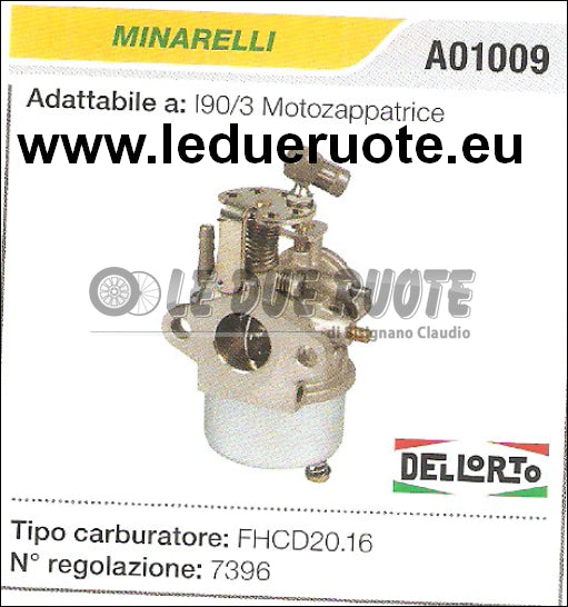A01009 CARBURATORE A VASCHETTA FHCD20.16 MINARELLI 190/3 MOTOZAPPATRICE