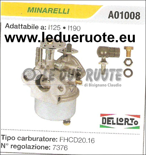 A01008 CARBURATORE A VASCHETTA FHCD20.16 MINARELLI l190 l125 DELL ORTO