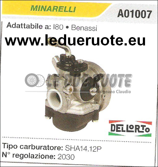 A01007 CARBURATORE A VASCHETTA SHA14.12P MINARELLI l80 BENASSI DELL ORTO