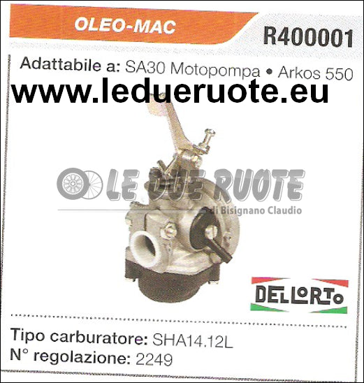 R400001 CARBURATORE A VASCHETTA SHA14.12L OLEO MAC ARKOS 550 DELL ORTO