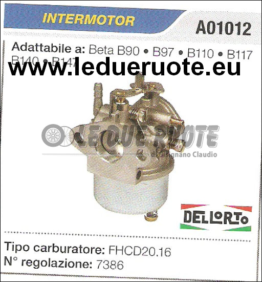 A01012 CARBURATORE A VASCHETTA FHCD20.16 INTERMOTOR B140 B147 B117 DELL ORTO