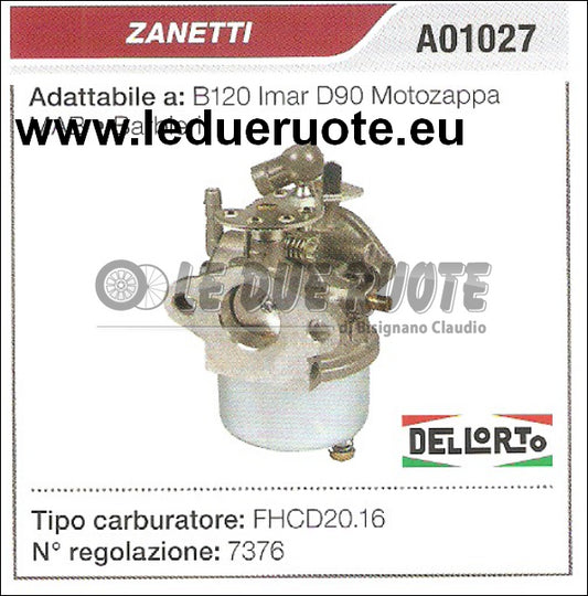 A01027 CARBURATORE A VASCHETTA FHCD20.16 ZANETTI B120 IMAR D90 MOTOZAPPA