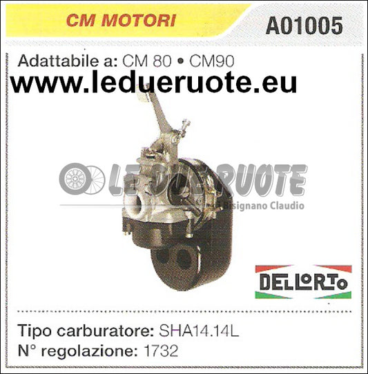 A01005 CARBURATORE A VASCHETTA SHA14.14L CM MOTORI CM 80 CM90 DELL'ORTO