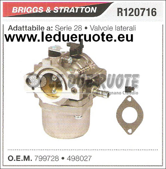 799728 CARBURATORE A VASCHETTA BRIGGS & STRATTON SERIE 28 VALVOLE LATERALI