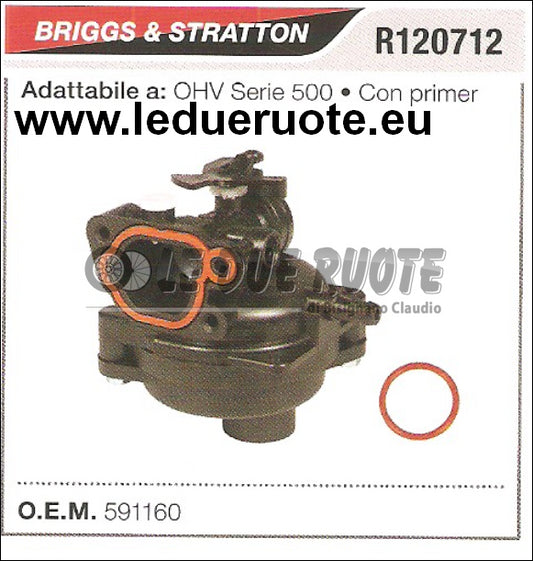 591160 CARBURATORE A VASCHETTA BRIGGS & STRATTON OHV SERIE 500 CON PRIMER