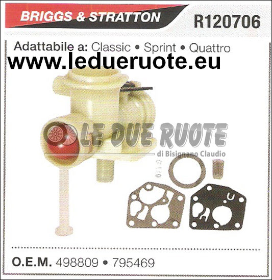 498809 CARBURATORE A VASCHETTA BRIGGS & STRATTON CLASSIC SPRINT QUATTRO