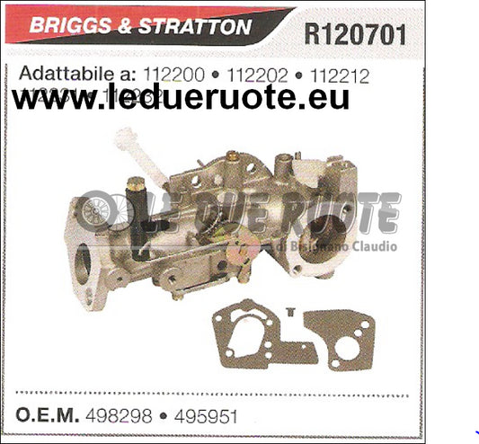498298 CARBURATORE A VASCHETTA BRIGGS & STRATTON 112231 112232 112200