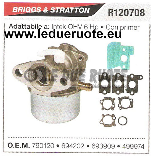 790120 CARBURATORE A VASCHETTA BRIGGS & STRATTON INTEK OHV 6 Hp CON PRIMER