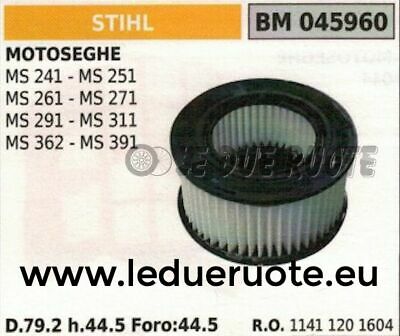 11411201604 FILTRO ARIA COMPLETO MOTOSEGA STIHL MS 291 311 362 391 79.2x44.5