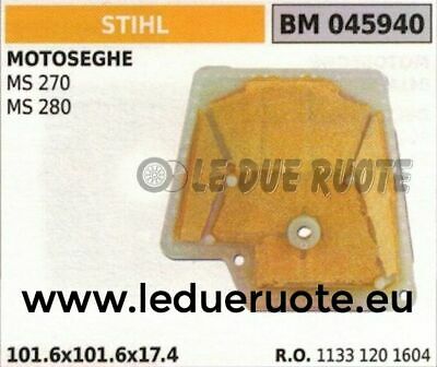 11331201604 FILTRO ARIA COMPLETO MOTOSEGA STIHL MS 270 280 101.6x101.6x17.4