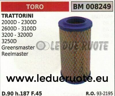 932195 FILTRO ARIA COMPLETO TRATTORINO RASAERBA TORO 3250D GREENSMASTER 90x187