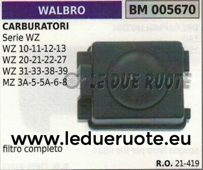 21419 COPERCHIO FILTRO ARIA CARBURATORE WALBRO WZ 38 39 MZ 3A 5 5A 6 8