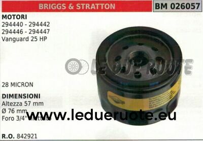 842921 FILTRO OLIO MOTORE BRIGGS & STRATTON 294440 494442 294446 57x76 3/4"