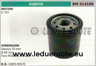 1585399170 FILTRO OLIO MOTORE KUBOTA D 722 70x68 M20x15 filettato