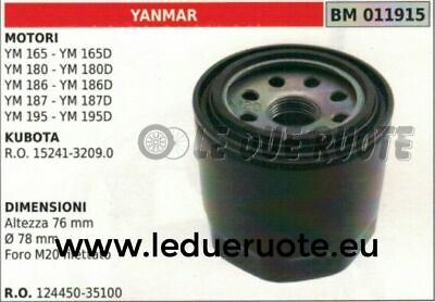 12445035100 FILTRO OLIO MOTORE YANMAR YM 187 187D 195 195D KUBOTA 1524132090