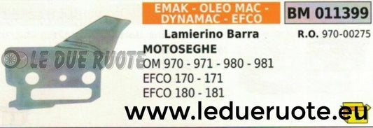 97000275 LAMIERINO BARRA MOTOSEGA EMAK EFCO 170 171 180 181