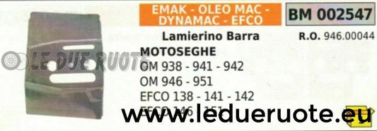 94600044 LAMIERINO BARRA MOTOSEGA EMAK EFCO 138 141 142 146 151
