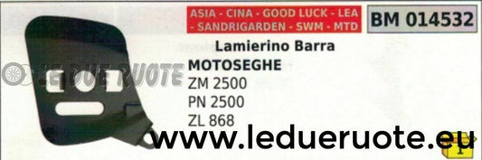 LAMIERINO BARRA 2 MOTOSEGA CINESE DA POTA SANDRIGARDEN SWM MTD ZM PN 2500 ZL 868