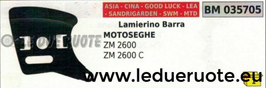 LAMIERINO BARRA MOTOSEGA CINESE IMPORTAZION SANDRIGARDEN SWM MTD LEA ZM 2600 C