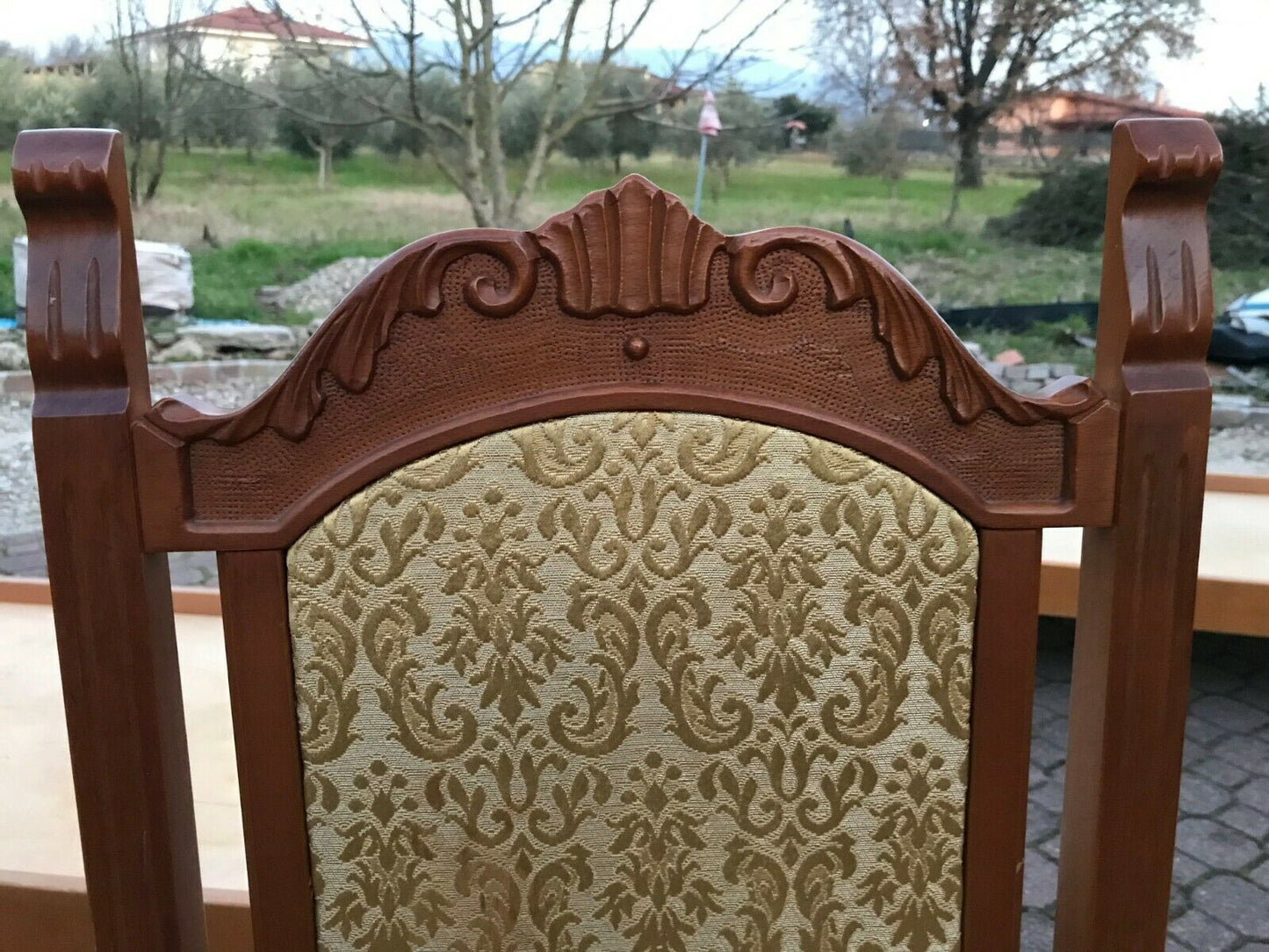 SET 5 Sedie in legno ANTICHE imbottite poltrone VINTAGE cucina floreale antique