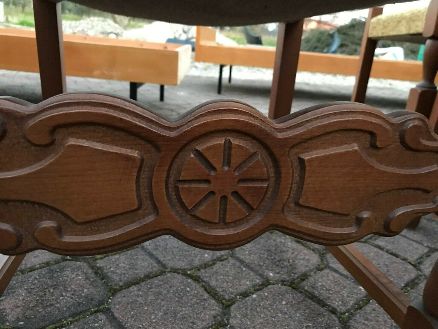 SET 5 Sedie in legno ANTICHE imbottite poltrone VINTAGE cucina floreale antique