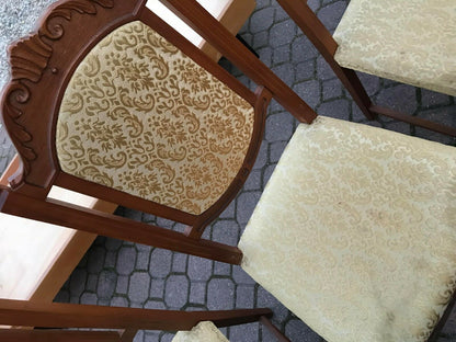 SET 5 Sedie in legno ANTICHE imbottite poltrone VINTAGE cucina floreale antique