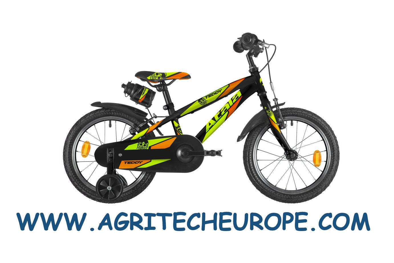 BICI BICICLETTA DA BIMBO 16" ATALA TEDDY BOY NERO/ARANCIO