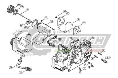 1130 020 3033 CARCASSA MOTORE ORIGINALE MOTOSEGA STIHL 017 018 MS170 MS180