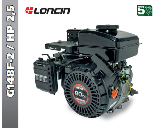 MOTORE COMPLETO A BENZINA LONCIN G 148 F-2 2.3HP ALBERO CILINDRICO D.15 EURO 5