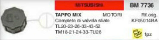 TAPPO SERBATOIO MISCELA PER DECESPUGLIATORE 26cc ØINT35 ØEST42.5