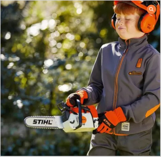 MOTOSEGA GIOCATTOLO ORIGINALE STIHL 3+ con rumore e catena girevole, idea regalo 500i