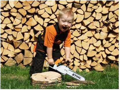MOTOSEGA GIOCATTOLO ORIGINALE STIHL 3+ con rumore e catena girevole, idea regalo 500i