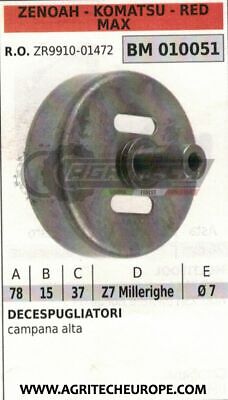 ZR991001472 CAMPANA FRIZIONE DECESPUGLIATORE ZENOAH KOMATSU Ø78