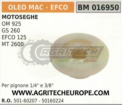 50160207 VITE SENZA FINE CHIOCCIOLA POMPA OLIO MOTOSEGA EFCO 125 MT2600