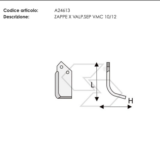 20 x ZAPPETTE ZAPPE MOTOZAPPA MOTOCOLTIVATORE VALPADANA VMC 10 12 H83 L142 50x6