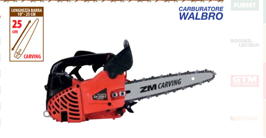 MOTOSEGA A SCOPPIO DA POTATURA SEMIPROFESSIONALE ZOMAX ZM2526C 26cc LAMA CARVING