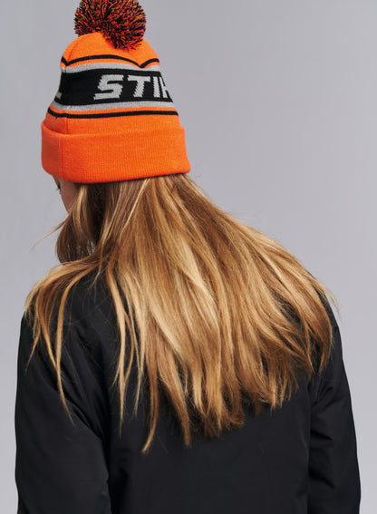 IDEA REGALO - CAPPELLINO IN LANA ARANCIO CON POMPON ORIGINALE STIHL