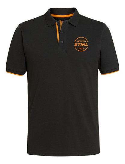 POLO MAGLIETTA NERA CON LOGO ARANCIO ORIGINALE STIHL