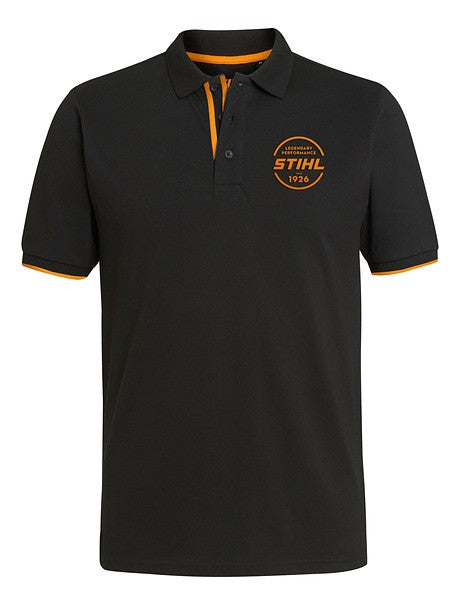 POLO MAGLIETTA NERA CON LOGO ARANCIO ORIGINALE STIHL