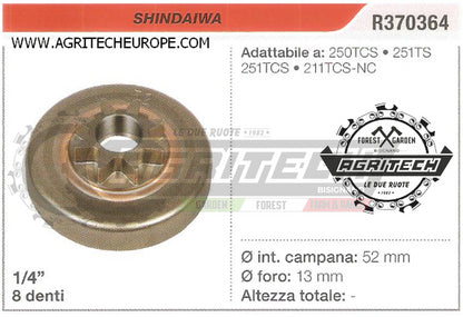 PIGNONE CAMPANA FRIZIONE MOTOSEGA ECHO CS2511TES 1/4 " 8 DENTI + GABBIA A RULLI