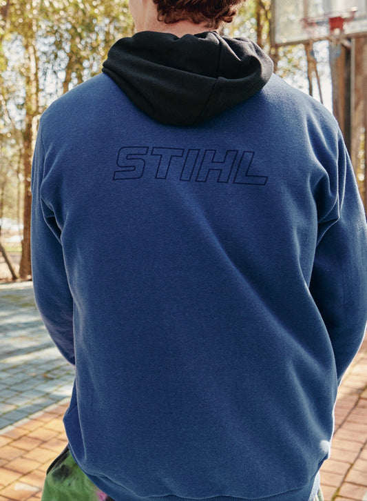 Felpa da uomo blu con cappuccio nero Originale STIHL
