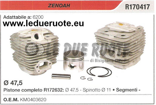 KM0403620 KIT CILINDRO E PISTONE MOTOSEGA Zeonah Komatsu G 621AVS 6200 Ø 47.5