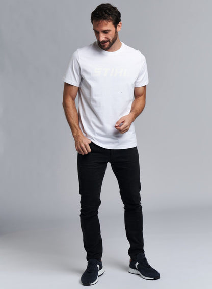 T-Shirt unisex Uomo/Donna bianca con logo tono su tono Originale STIHL